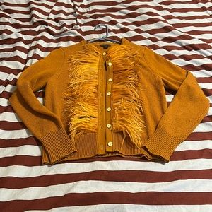 J Crew Burnt Orange Feather Cardigan